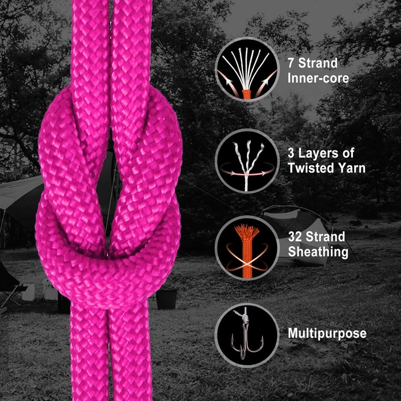 WEREWOLVES 550 Paracord Kits 100ft Each Color - 5 Colors Parachute Cord Combo 7 Strand Type III Parachute Cord 4mm for Crafting, Dog Collar, Survival Bracelets - Image 5